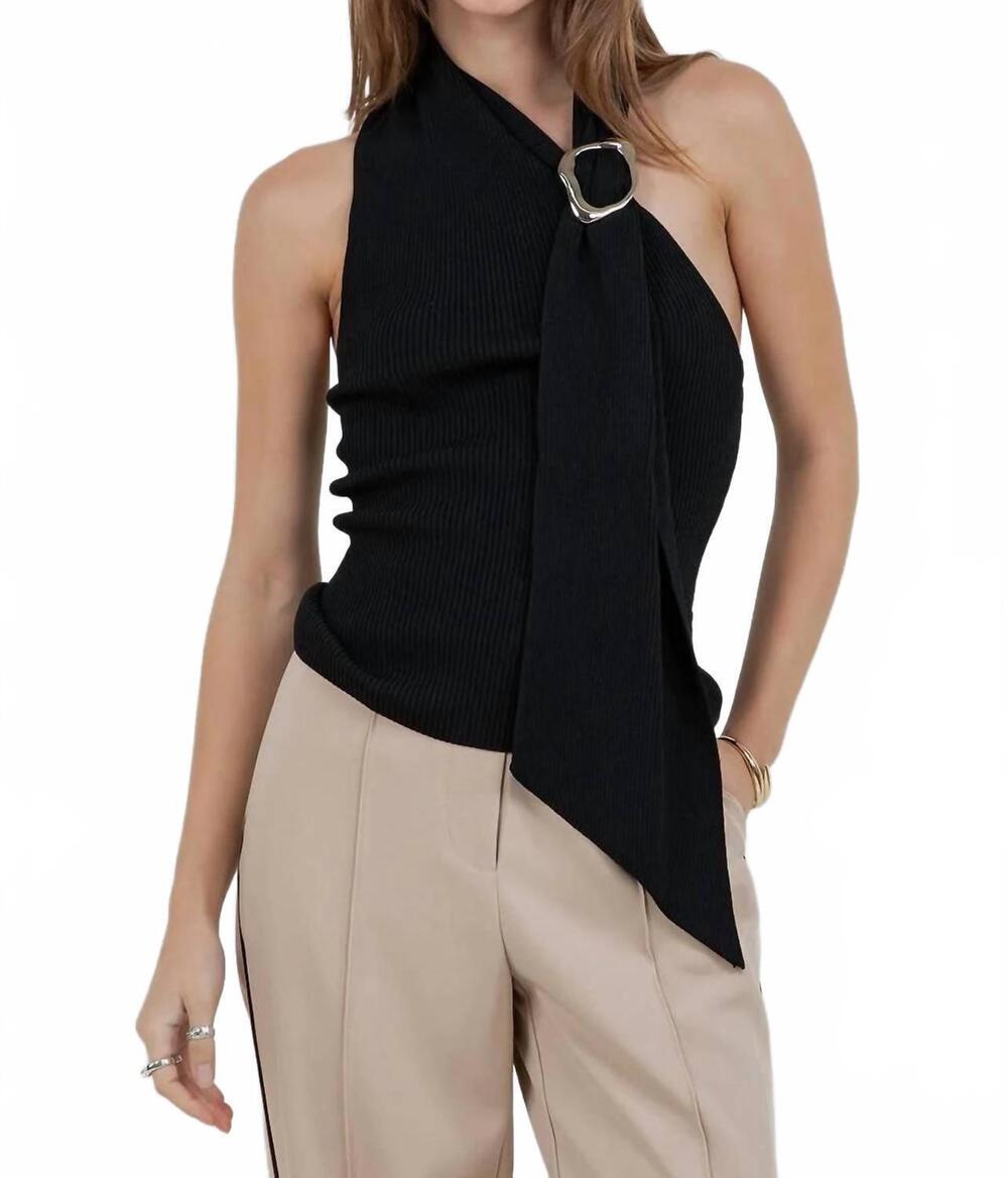 NEW WHITEROOM+CACTUS pria one shoulder top in black